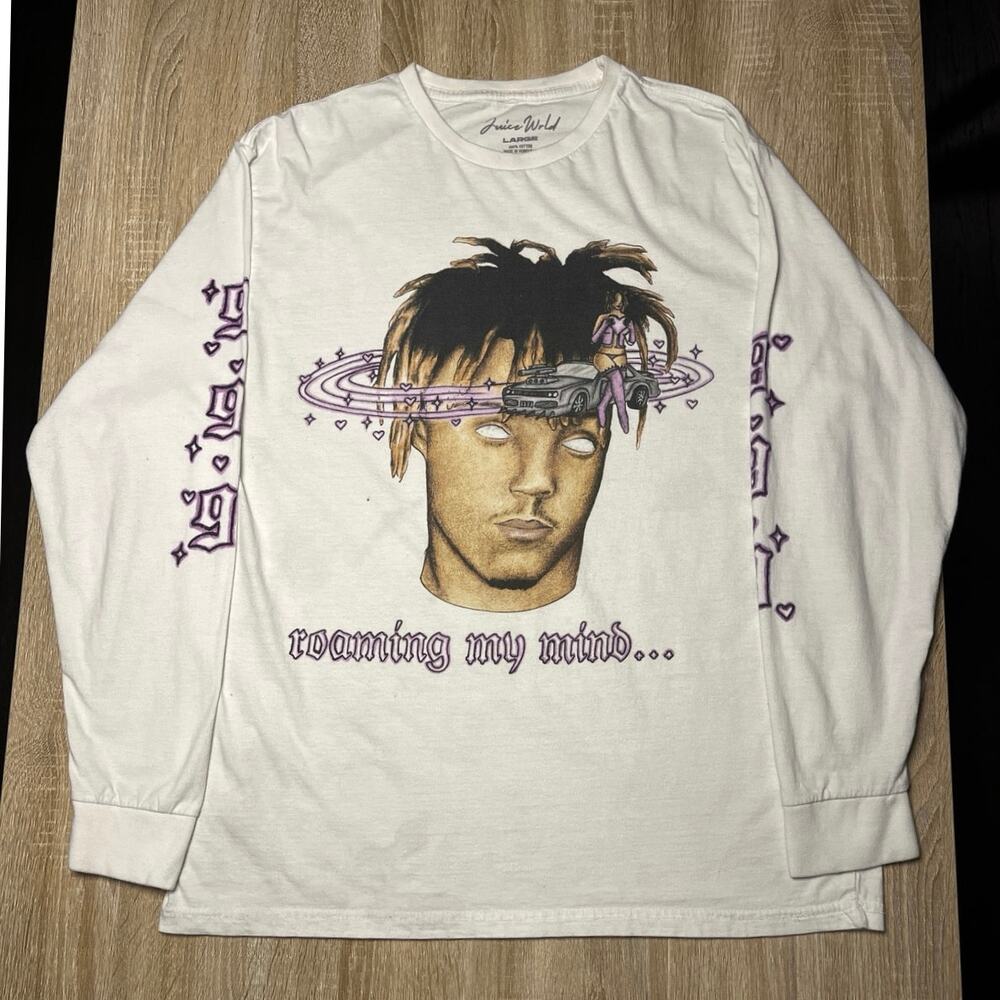 Juice WRLD Roaming My Mind White Long Sleeve 999 Shirt Large